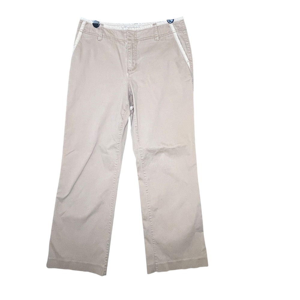 Liz Claiborne Michaela Tan Khaki Straight Leg Chino Pants Petite 8 Women 90s Y2K